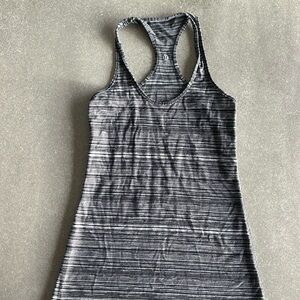 Lululemon Cool Racerback Athletic Tank Top. Grey/white/black stripe